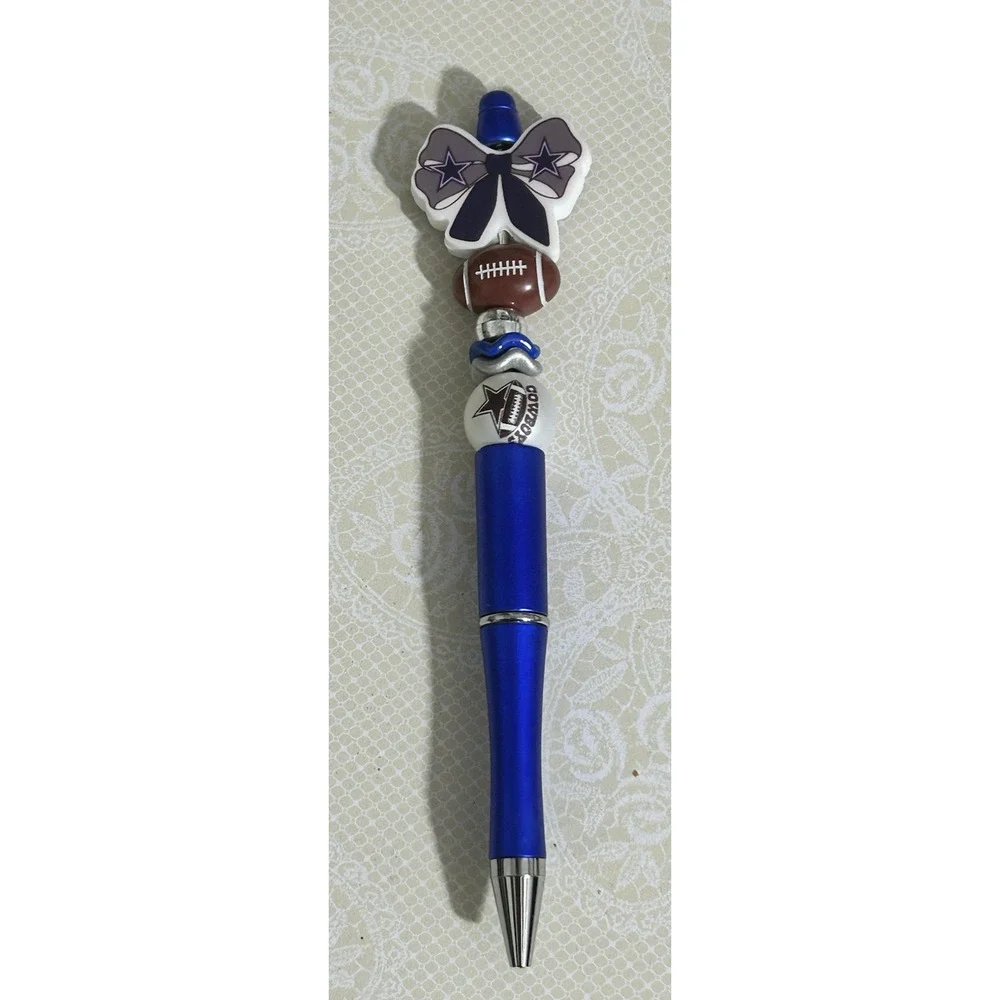 Dallas Cowboys Football Custom Beaded Pen Metallic Blue Gift Handmade Unique